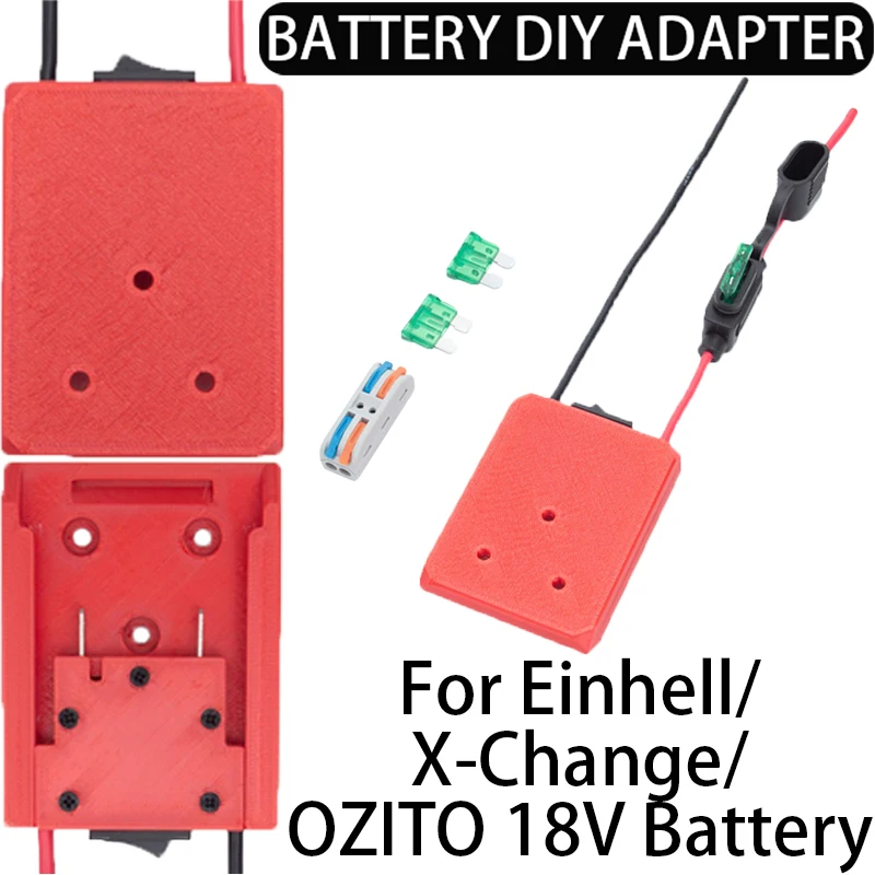 Фото Адаптер для литий-ионных аккумуляторов Einhell/X-Change/OZITO 18 в, соединитель 14AWG, DIY-адаптер для Foy машин, автомобилей с предохранителем №1