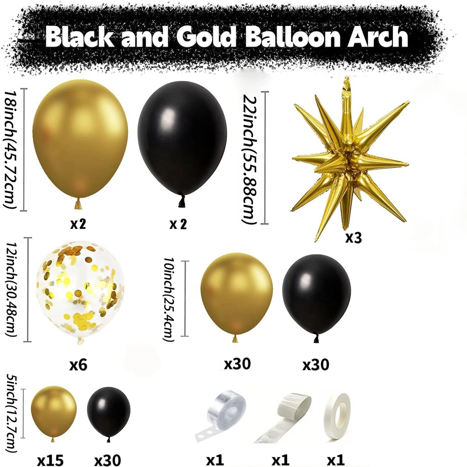 121Pcs Black and Gold Balloons 2