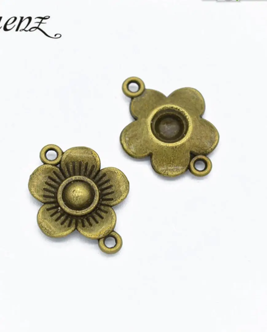 70pcs 22*17mm Antique Silver Color Flower Connector Charms For Jewelry Making DIY Jewelry Findings F0908