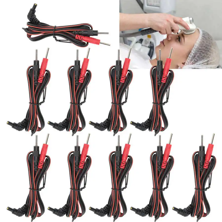10pcs/bag 2.35mm 1.2m 2-In-1 Pin Type Electrode Wire Cable for tens Unit Physiotherapy Machine Massage Instrument Wire electrode lead wires