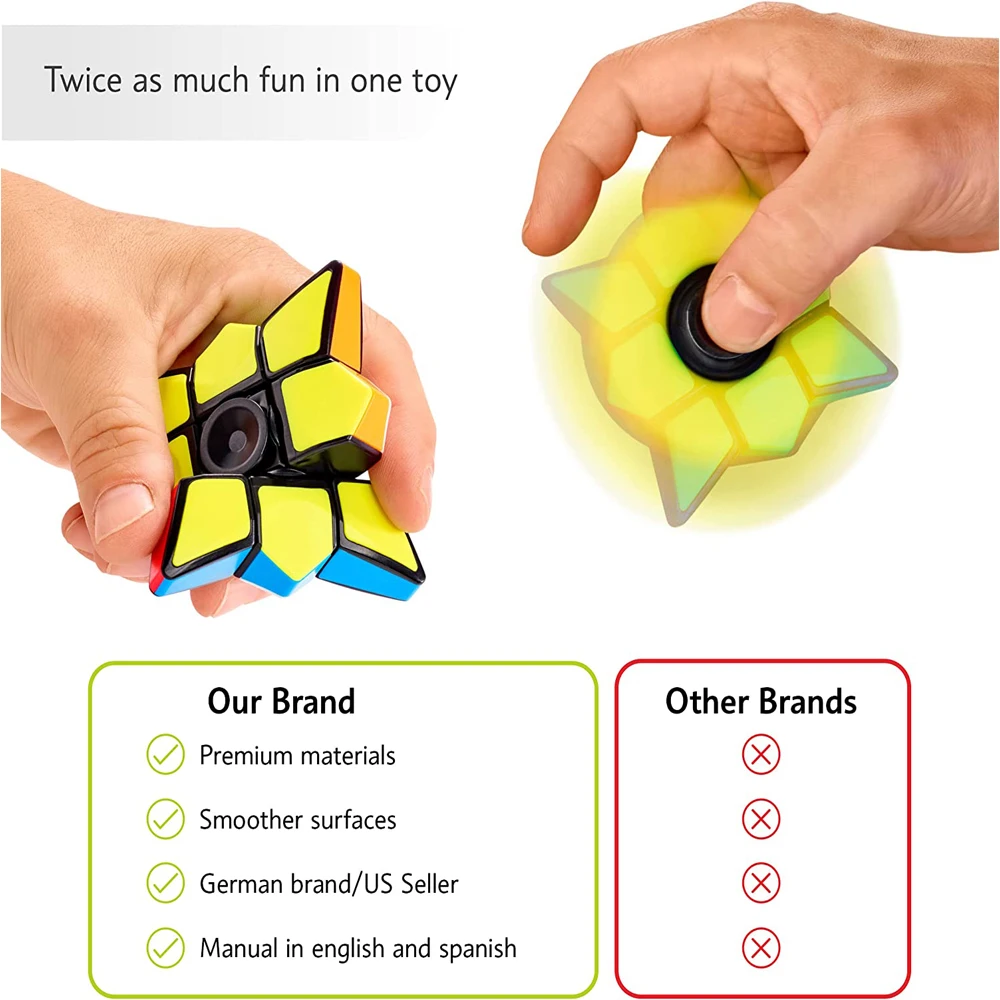 1x3x3 Magic Speed Cube Star Fidget Cube 2 in 1 Toy for Adults Teens Kids Handheld Lightweight Durable for AntiStress Sensory Toy 4