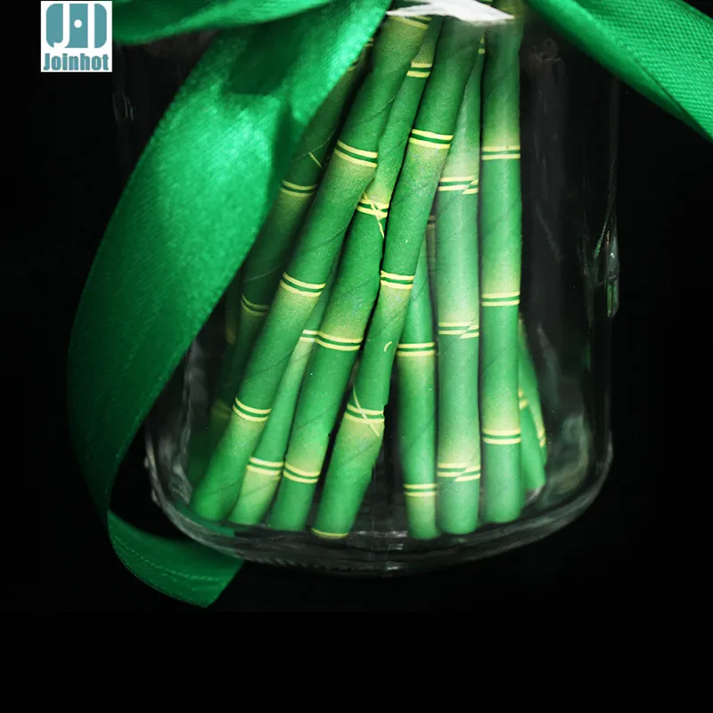 200 pieces Green bamboo paper straw for Drinking