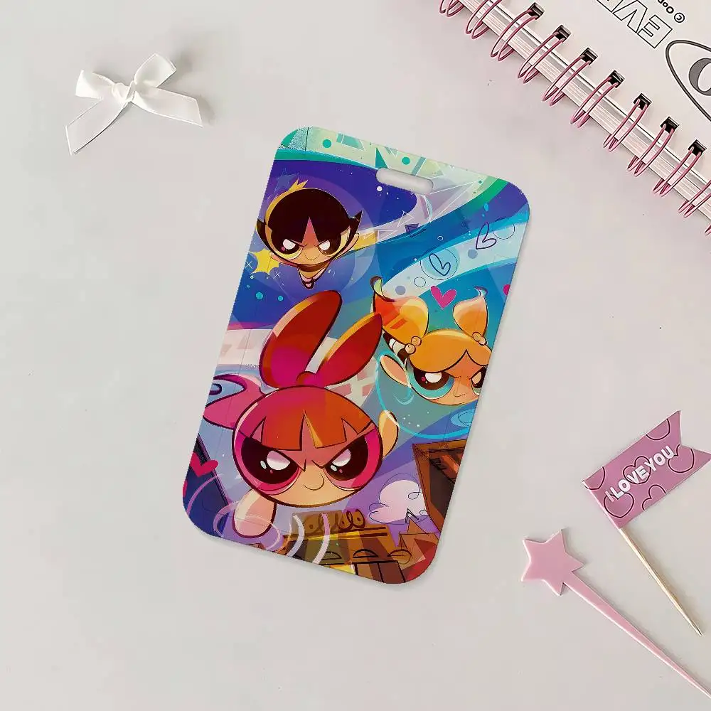 Cartoon The P-Powerpuff Girls Niedlicher Ausweishalter mit Umhängeband für Büro, Schule, Namenskarten, Ausweishülle – Detail 4
