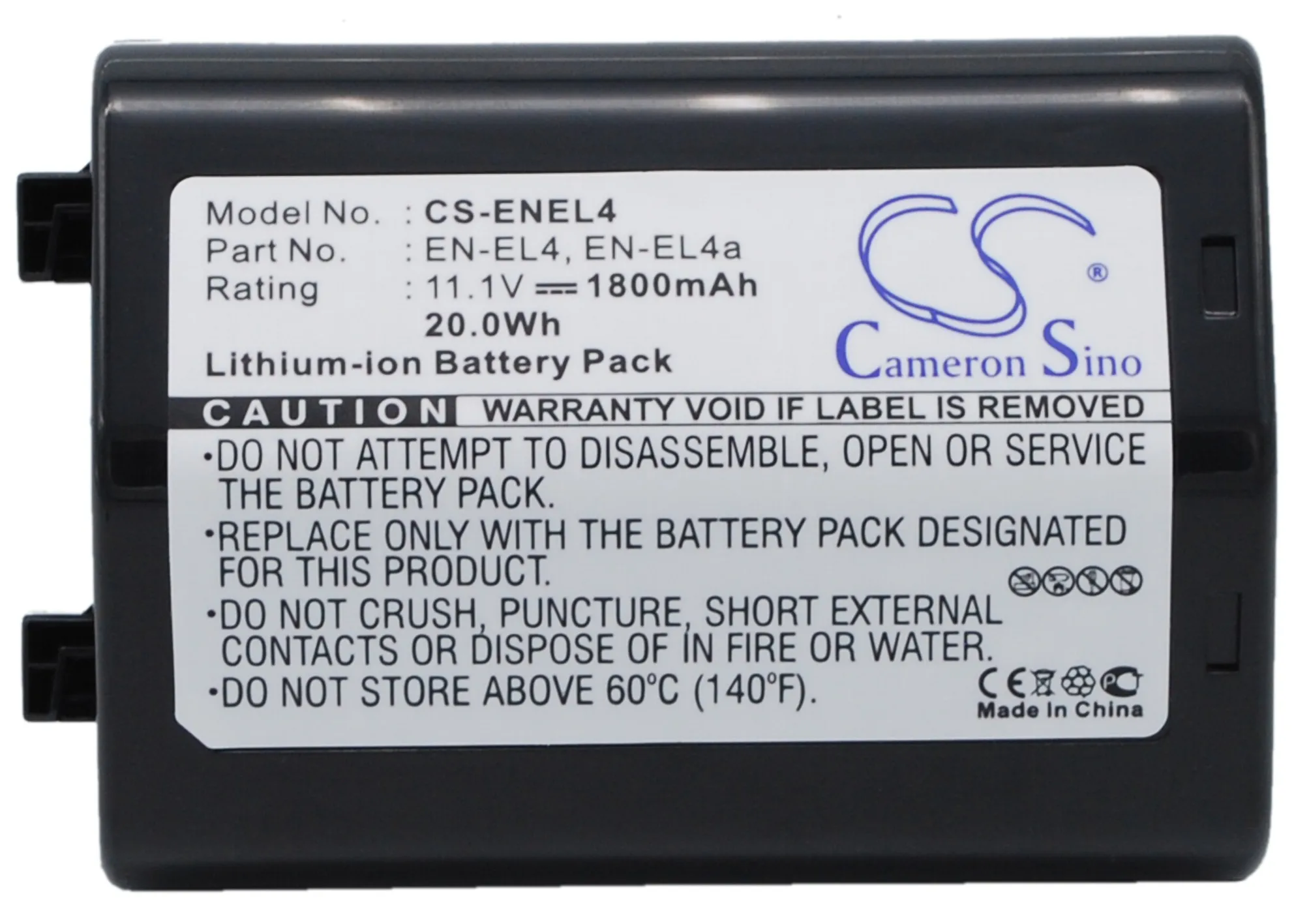 1800Mah En-El4E En-El4 En-El4A Batteria Per Nikon D2Hs D3X D2Hs D3S D3S D3 D2Xs D2Xs D3 F6 F6