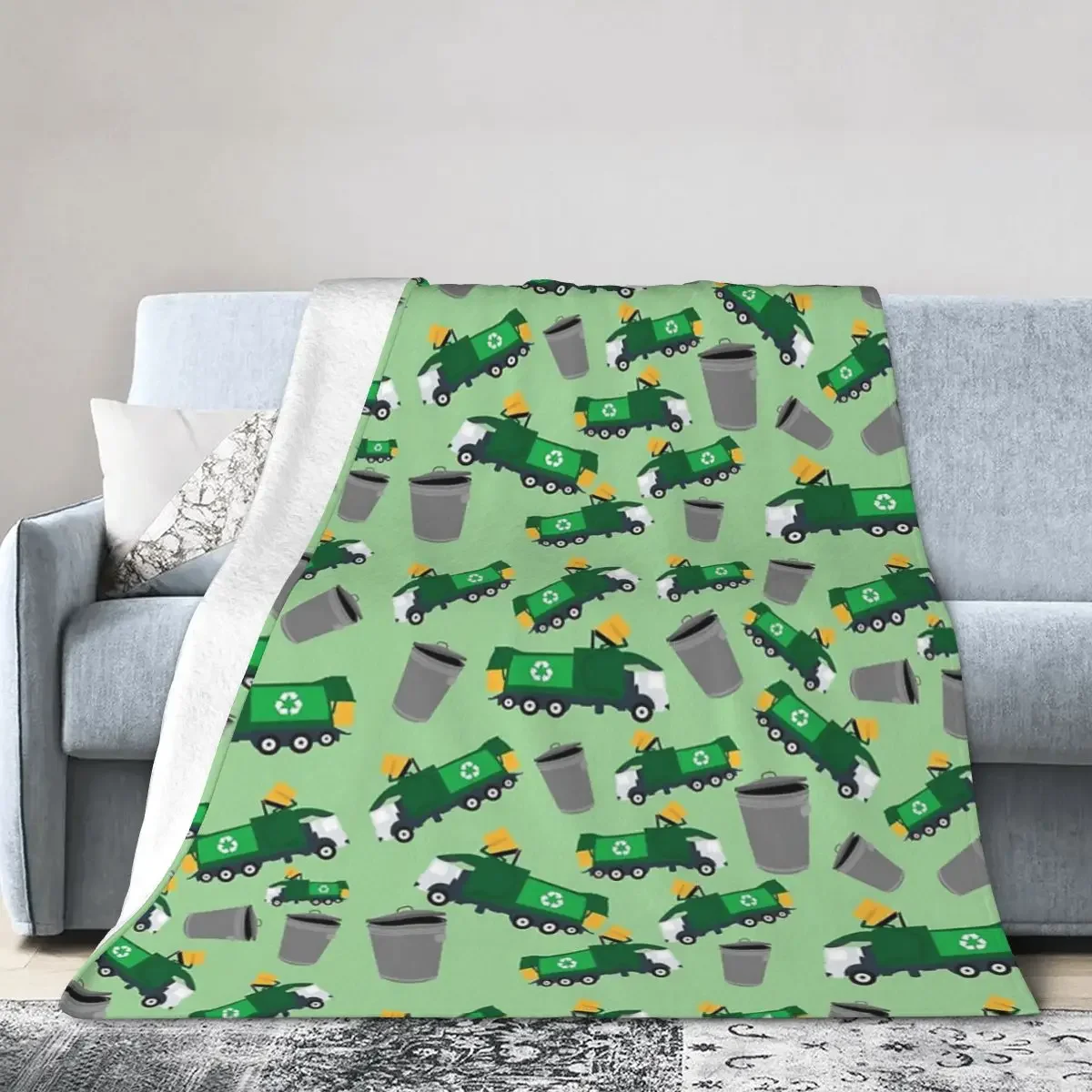 

Recycling Garbage Truck Pattern Blankets Soft Warm Flannel Throw Blanket Bedspread for Bed Living room Picnic Travel Home Sofa