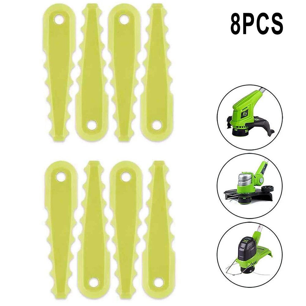 8 Pcs Durable Blades Kit For 2 in 1 String Head Serrated For Ryobi Replacement Fixed Blades Set Garden String Trimmer Parts