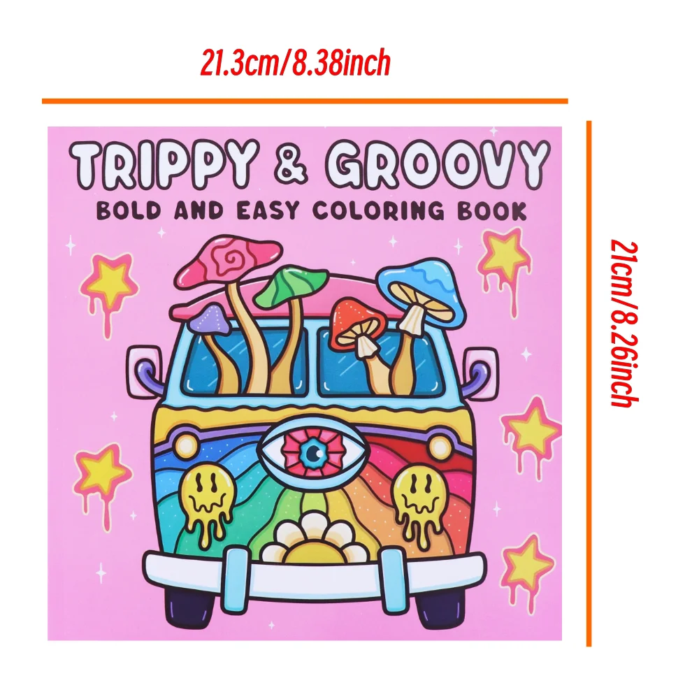 1 Psychedelic And Fashion Coloring Book Drawing Book, with 40 Pages of Cute Mushrooms, Snails, Sunflowers, Cats And Other Patter 3
