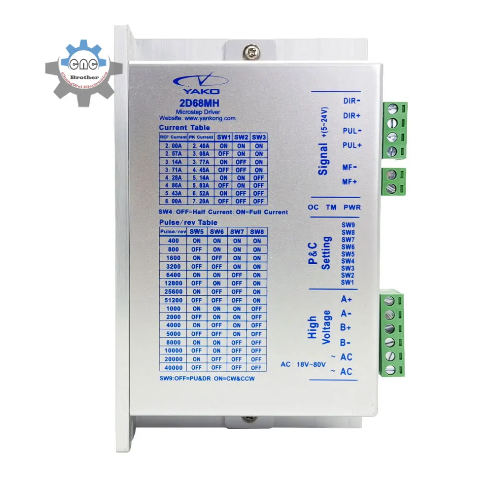 YAKO YKD2608MH 스텝퍼 모터 드라이버, NEMA23 NEMA34 모터용, CNC 라우터 밀링 머신 조각 YKD2608MG, 18-80VAC 6.0A