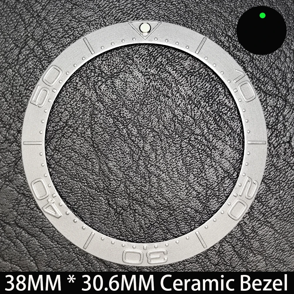 Elegant Blue Luminous Bezel GMT and Diving Watch Insert, Sloping 38mm x 30.6mm Ceramic/Aluminum