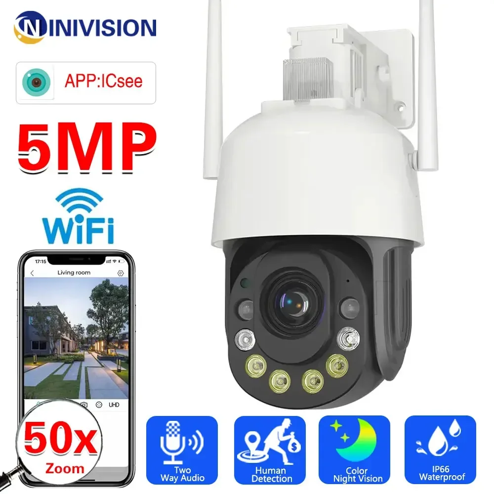 

ICSEE 5MP 50X Zoom WIFI Camera 4G SIM Card PTZ Outdoor Security Camera 200M Color Night Vision Surveillance System CCTV Cameras