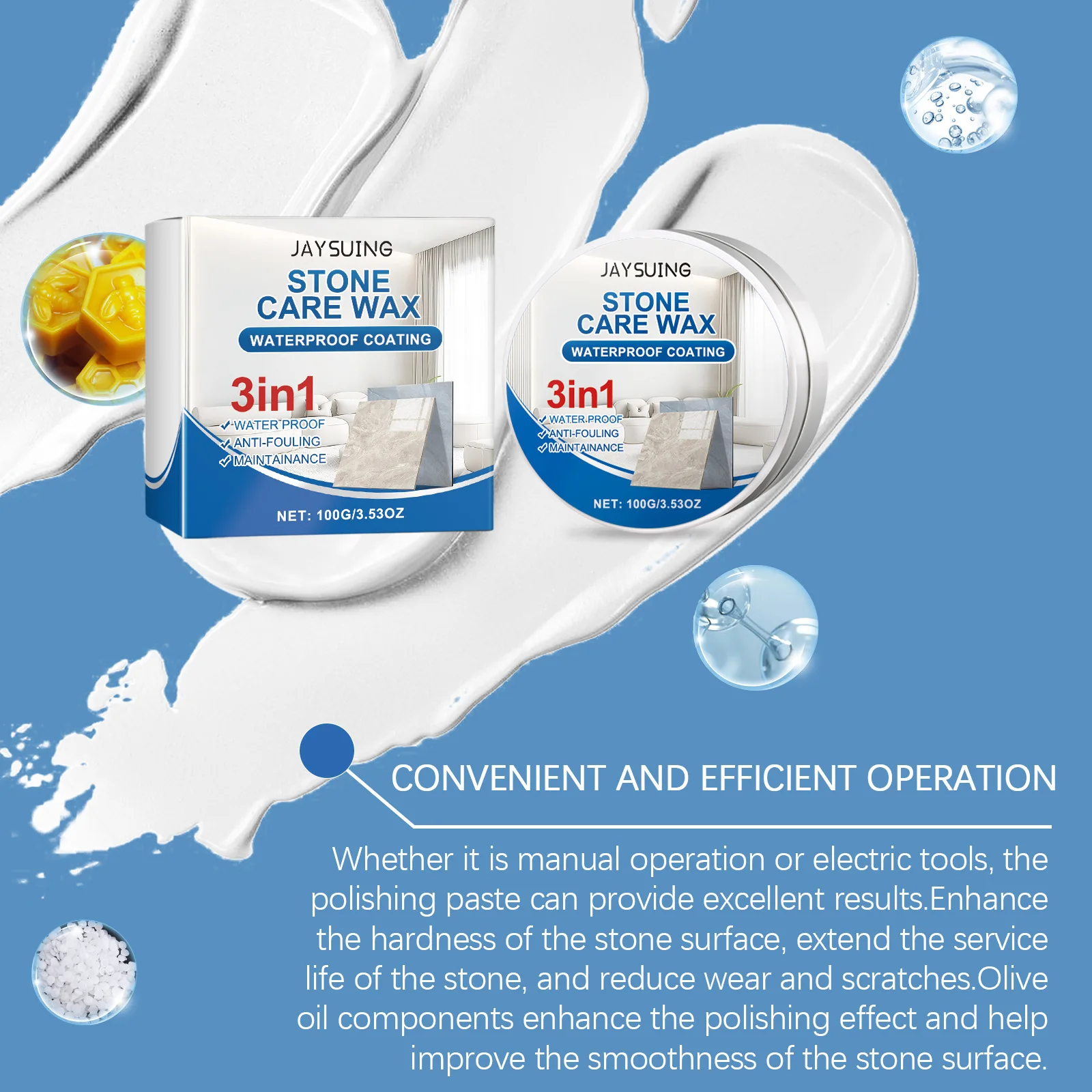 Marble Oil Stain Cleaner Stone Granites Plating Marble Scratches Removal Kitchen Stone Surface Cleaning Polishing Cream