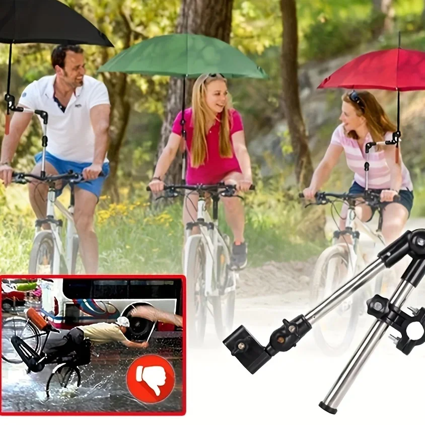 Foldable Bicycle Umbrella Frame, Stainless Steel Thick Steel Pipe Umbrella Support Frame, Umbrella Holder Riding Accessories