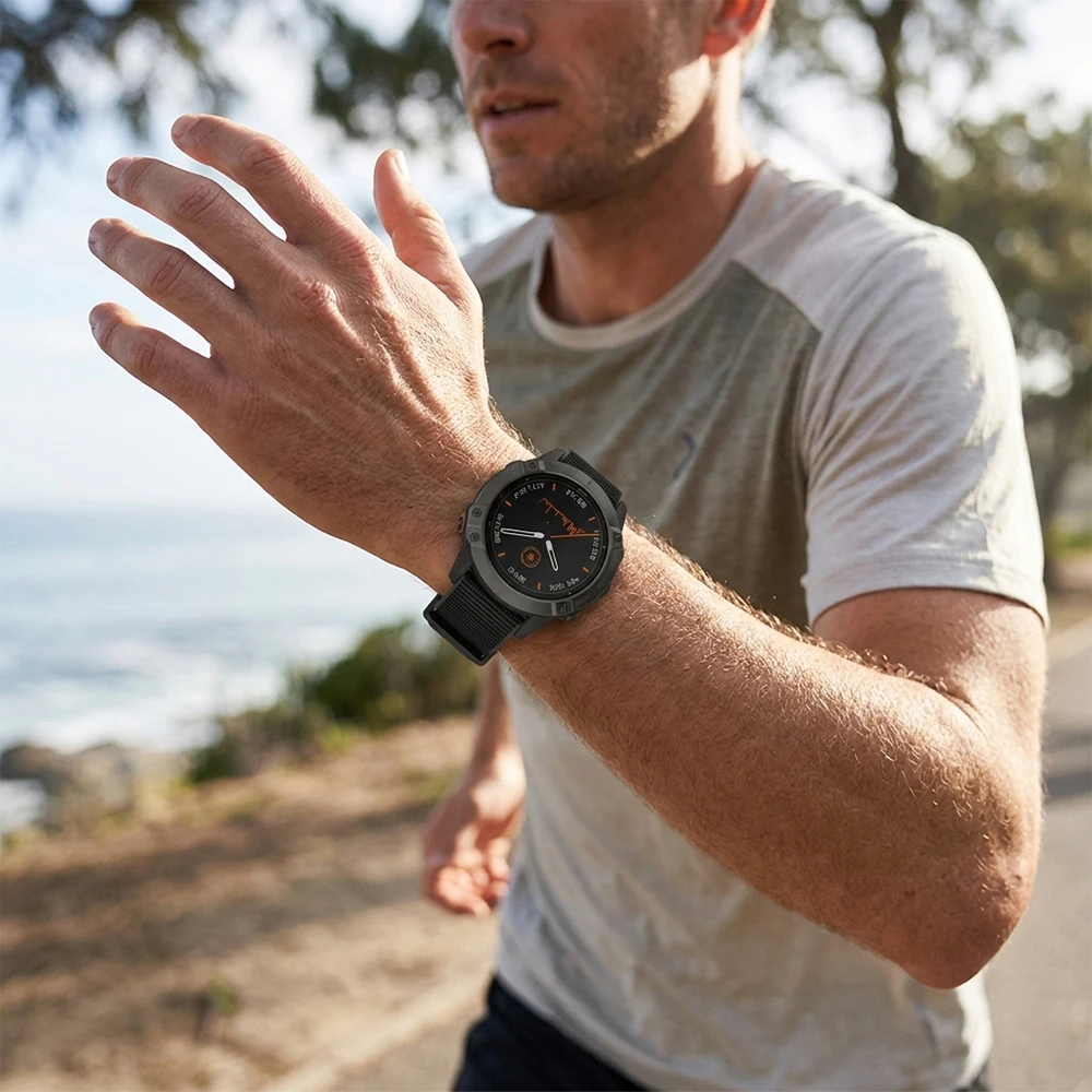 Quickfit Hybrid Silicone Sport Band with Leather/Nylon Accents