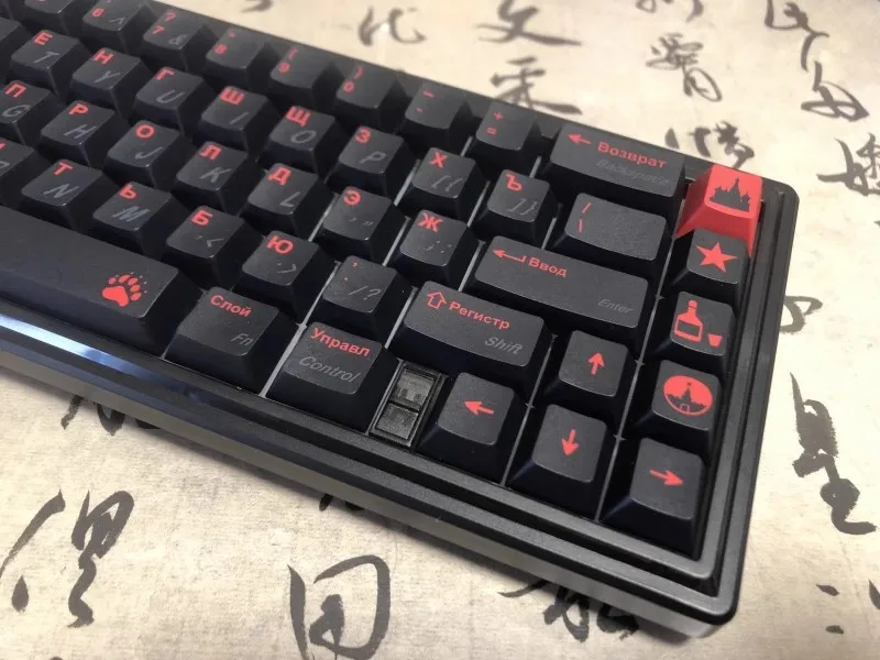 Gmk-custom Keycaps Teclado Mecânico Perfil Cereja Pbt Dye-subbed Preto Vermelho Preto Vermelho Perfil Cereja Conjunto - Imagem 4