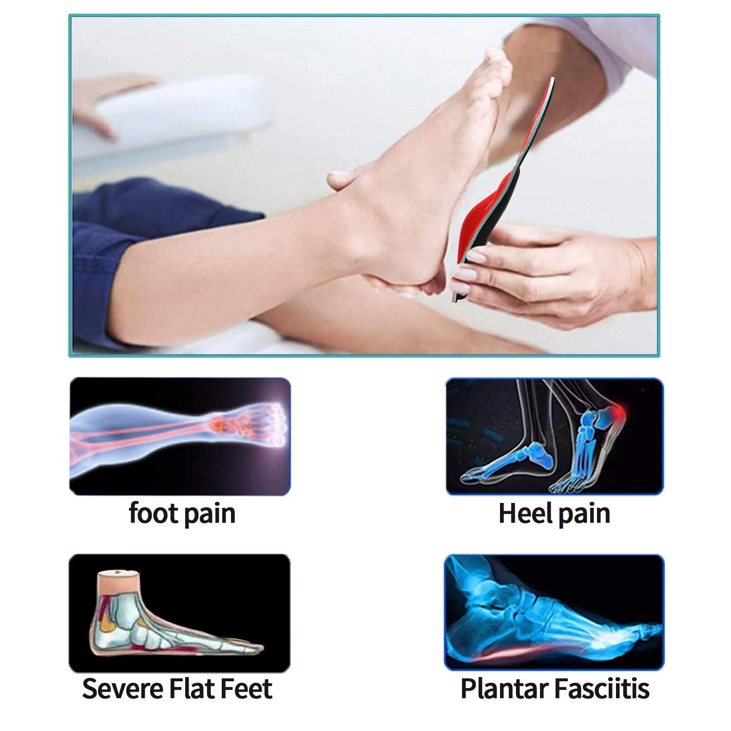 Walkomfy Pain Relief Orthotics Plantar Fasciitis Arch Support Insoles Shoe Inserts All-Day Shock Absorption Design For Men Women