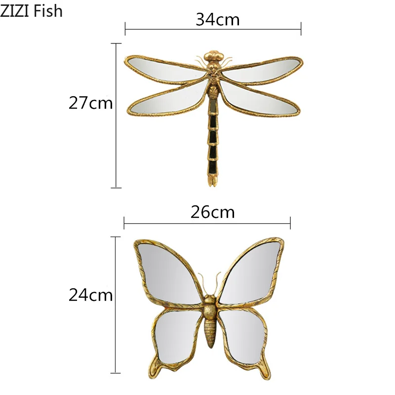 Butterfly Wall Hanging Insect Mirror Background Wall Mirror Metal Retro Insect Wing Dragonfly Butterfly Modern Home Decoration 5