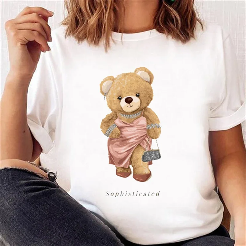 Casual Cute Bear Trend Cute Style Women's Short Sleeve