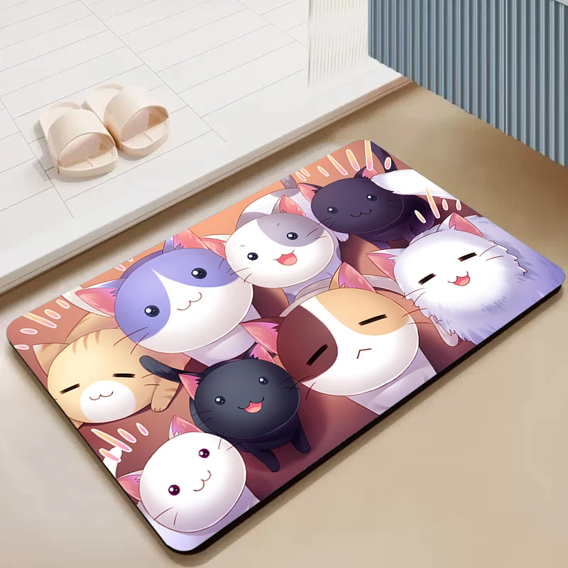 KitchenAccessoriesKawaiiCatHallwayMatsCarpetLivingRoomBathMat