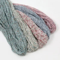 Wrinkle Floral Printed Hijab Scarf For Woman Muslim Hijabs Shawls Lafy Elegant Wrap Soft Muffler Islam Turban Female Scarves 2
