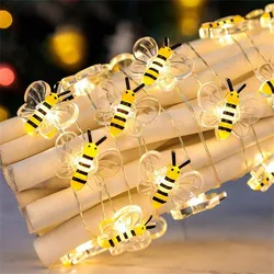 Bee-Themed Battery Operated String Lights for Indoor and Outdoor Decoration (Warm White)