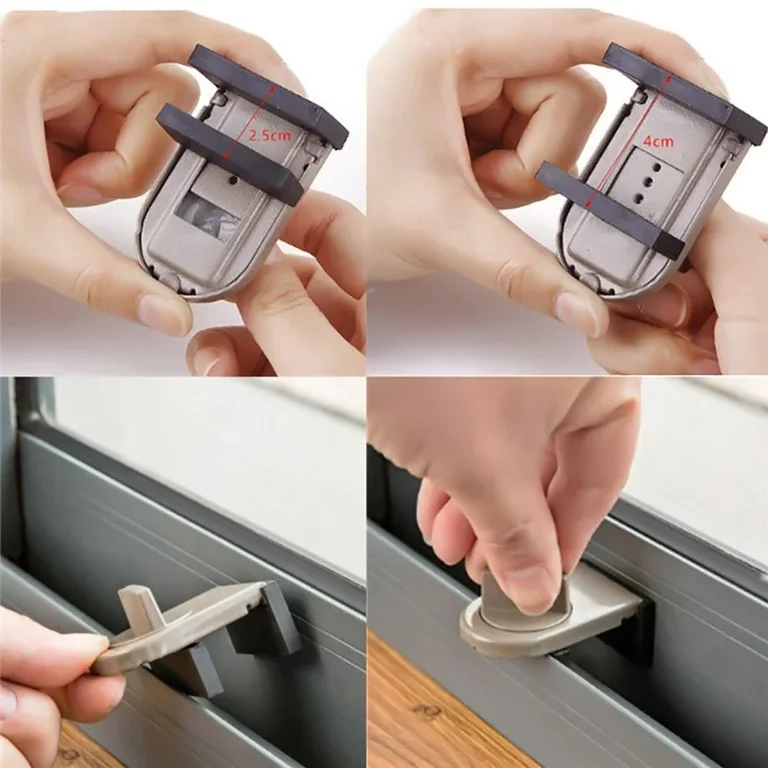 Aluminum Alloy Sliding Door and Window Safety Lock, Sliding Sash Stopper, Cabinet Locks Straps, Security Anti-theft Lock