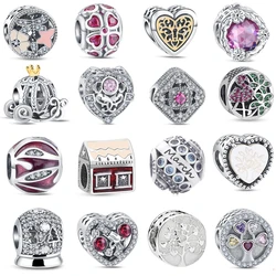 925 Sterling Silver Charms Zircon Beads Pumpkin Carriage Tree House Fit Original Pandora Bracelet Jewelry For DIY Making Gift