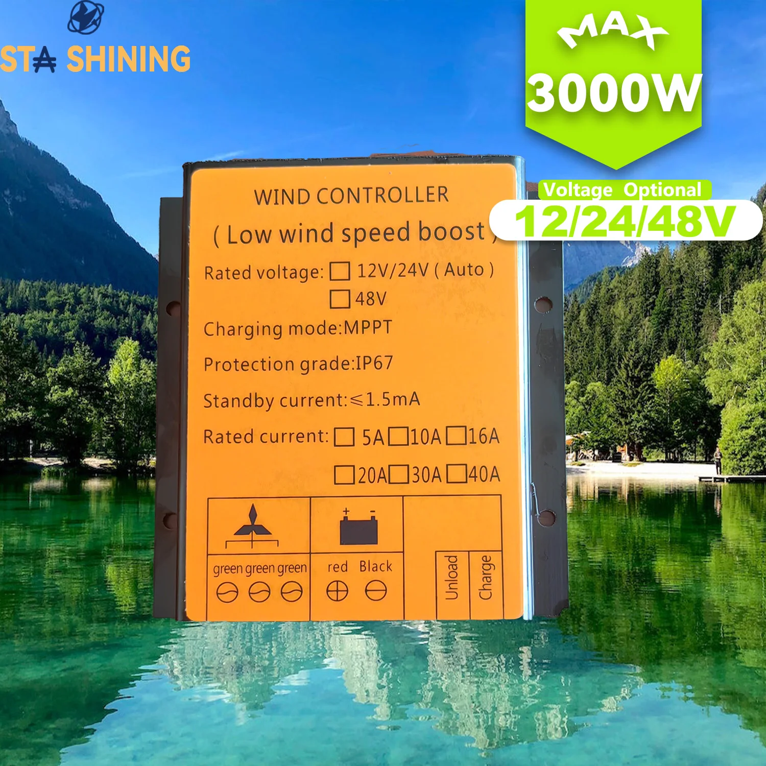 

【Multi-Protection】MPPT Charge Controller, 12/24V/48V AUTO, MPPT Wind Input Maximum Power 3000W Off-grid System