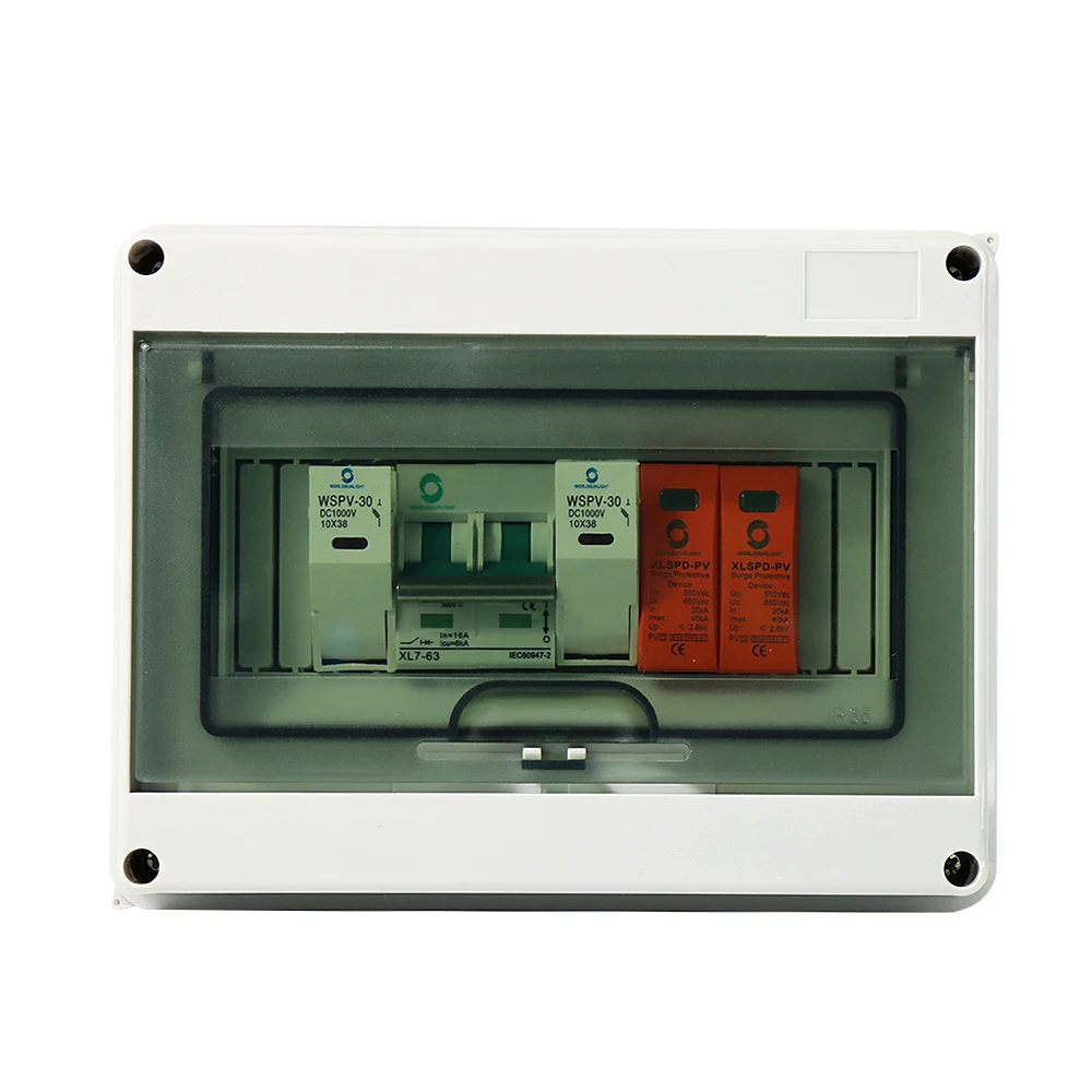 1-in-1-out 500V 600V 16A 8WAY 1 string IP65 Waterproof PC Electrical Surface Mounted Solar PV Surge Protection DC Combiner Box solar combiner box
