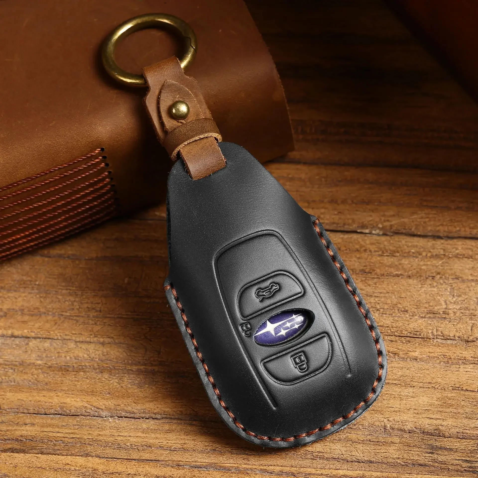 Leder Auto Schlüssel Abdeckung für Subaru Legacy XV Forester Outback BRZ SIT Zubehör Auto Remote Key Shell Fall Schutz Abdeckungen – Detail 9