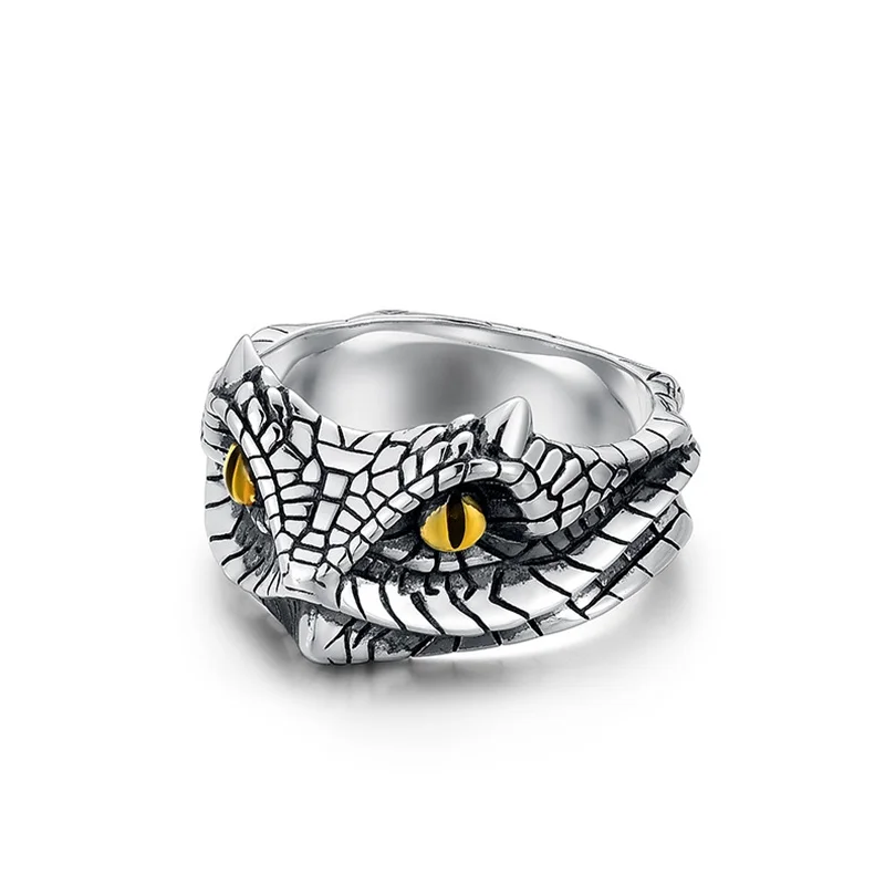 Domineering-Horn-Python-Snake-Ring-Men-s-Jewelry-High-end-Gold-Eye ...