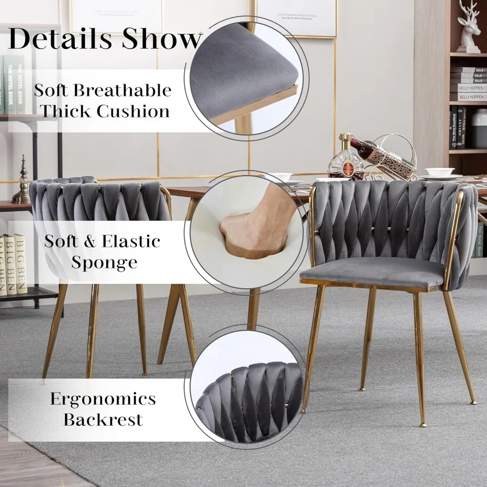 Modern Round Glass Dining Table Set for 4, 39” Clear Circular Kitchen