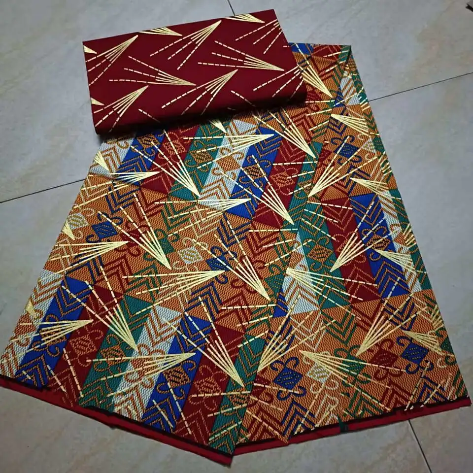 2024 new ankara African Fabric kente gold Real Wax 100% Cotton Fabric Nigeria Ghana Style Tissu Sewing Dress Craft DIY