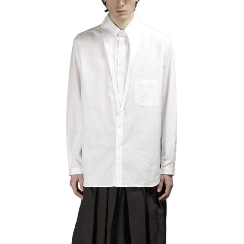 

Men's New Fashion personality Slim-fit cotton hair stylist custom loose collar shirt