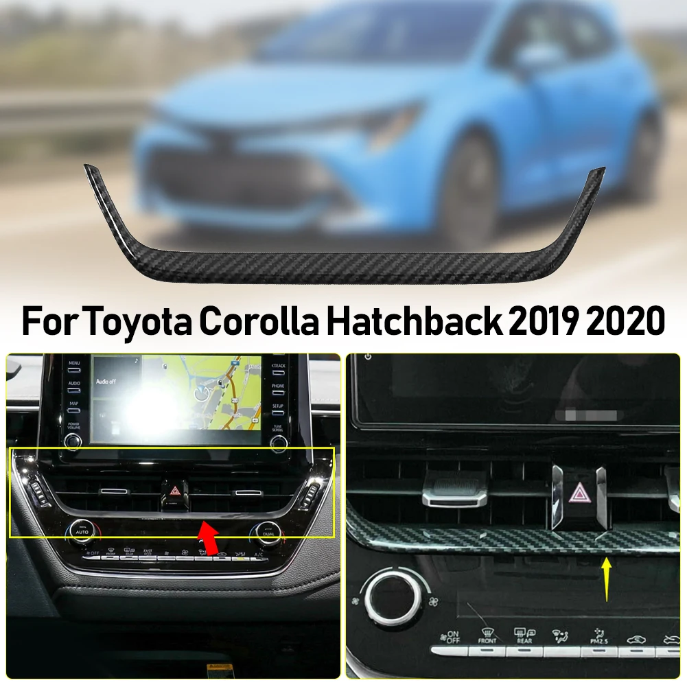 Car ABS Carbon Fiber Navigation Strip Cover Center Air Outlet Cover Trim for Toyota Corolla Hatchback 2019 2020