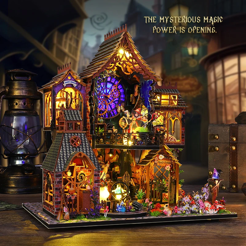 DIY Wooden Miniature Model Kit Magic Spirit Cottage Casa Doll Houses 3D Puzzle Dollhouse With Furniture Lights for Friends Gifts 5