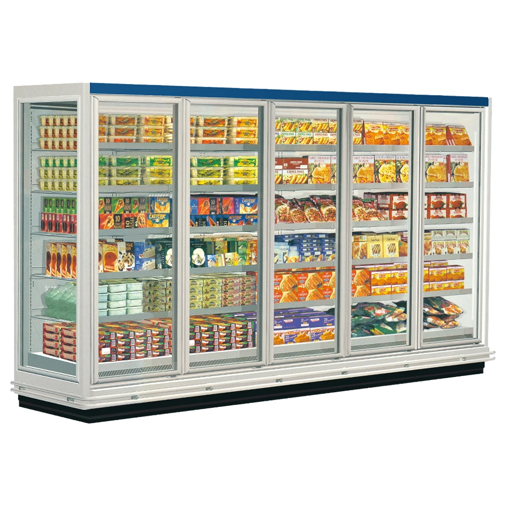 LED Commercial Glass Door Display Freezer Showcase Fridge Refrigeration Equipment Beverage Refrigerator for Supermarket Use