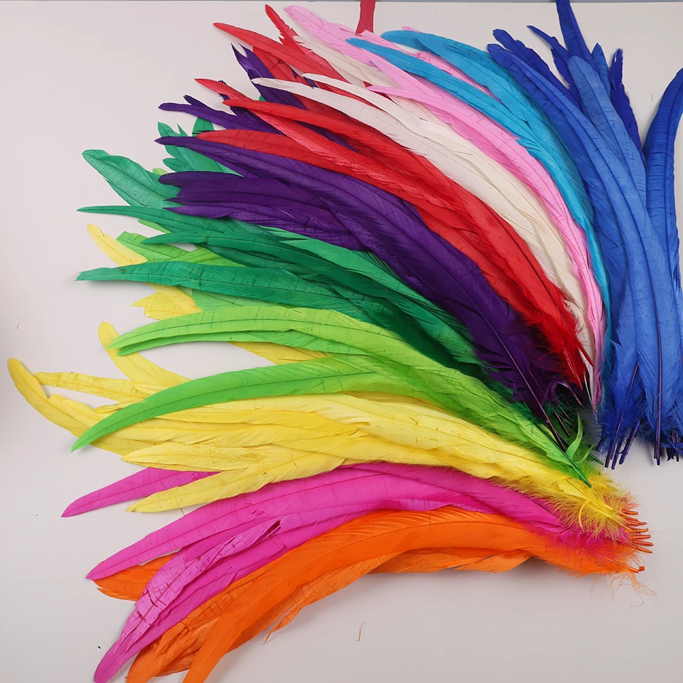 Rooster Feathers 50Pcs 35-40cm Rooster Tail Feathers for Crafts Carnival Accessories Natural Long Plumes Chicken Decoration Feather Headdress