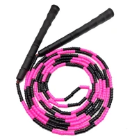 NEVERTOOLATE SOFT BEADS REAL 3 METER 3m black pink beaded skip rope white handle 21cm length freestyle beads skipping jump rope 1