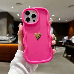 Elegant 3D Gold Heart Wavy Silicone Phone Case for Spark 4 (Rose Red)