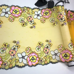 Two - Tone Floral Stretch Lace Trim for DIY Sewing and Crafts (Opt2 23cm)