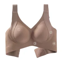 Ensemble de 3 soutiens-gorge push-up sans armatures pour femmes, lingerie sexy sans couture, bralette côtelée à col en V, grandes tailles M-4XL 6