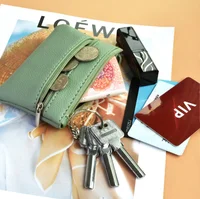 Mini portefeuille en cuir PU, porte-monnaie, sac à clés, porte-clés de mode, sac de rangement pour cartes de poche, fermeture éclair multifonctionnelle, poudres à monnaie 4