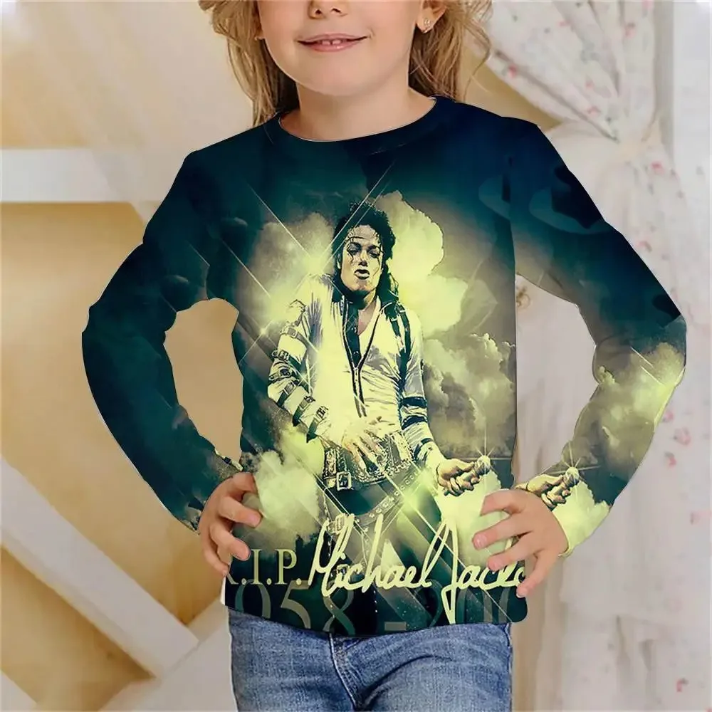 Long TShirts Singer Michael Jackson 3D Print Casual Fashion Oversized Round Neck Tshirt Kids Boys Girls Tees Tops Tshirt Clothes