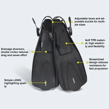Oulylan Adjustable Short Adult Snorkel Foot Swimming Flippers Fins Beginner Water Sports Equipment Portable Diving Flippers Men 2