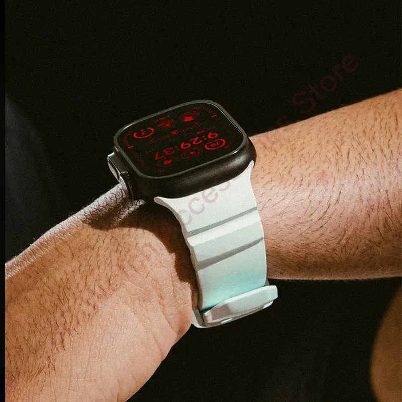 Silicone & Titanium Metal Hybrid Bracelet Strap