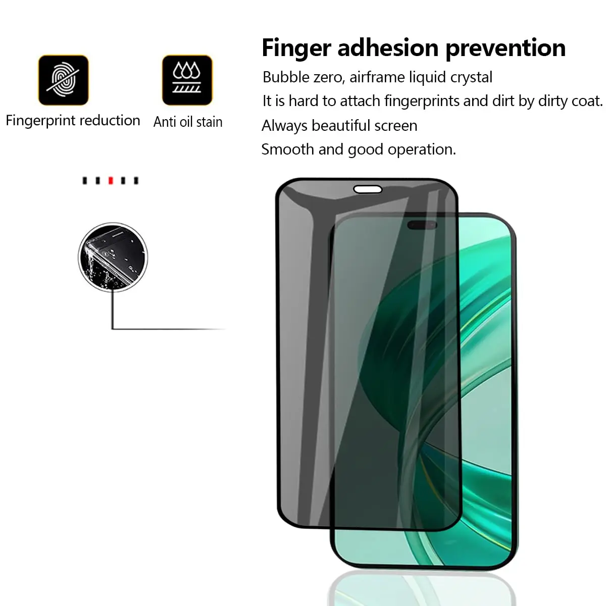 Anti Spy Screen Protector For Honor 200 Lite Privacy Tempered Glass 9H Anti Peep Scratch High Aluminum Case Friendly — view 5