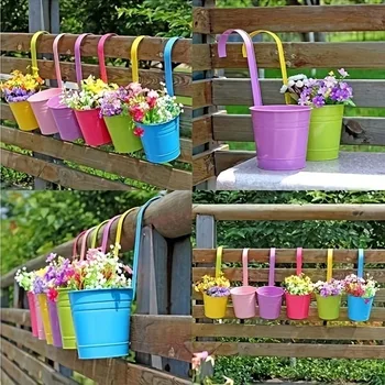 Iron Hanging Bucket Planters 1
