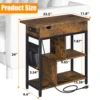 End Table with Charging Station, Flip Top Narrow Side Table Nightstand with Outlets USB Ports and Storage, Bedside Table 6