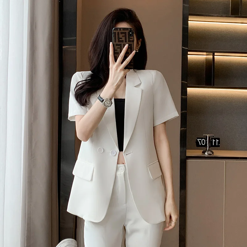 2023 Spring Summer New Elegant Suit Jacket Matching Set Women's Korean Chic  Blazers Coat Pants 2 Piece Female Professional Suit - Pant Suits -  AliExpress