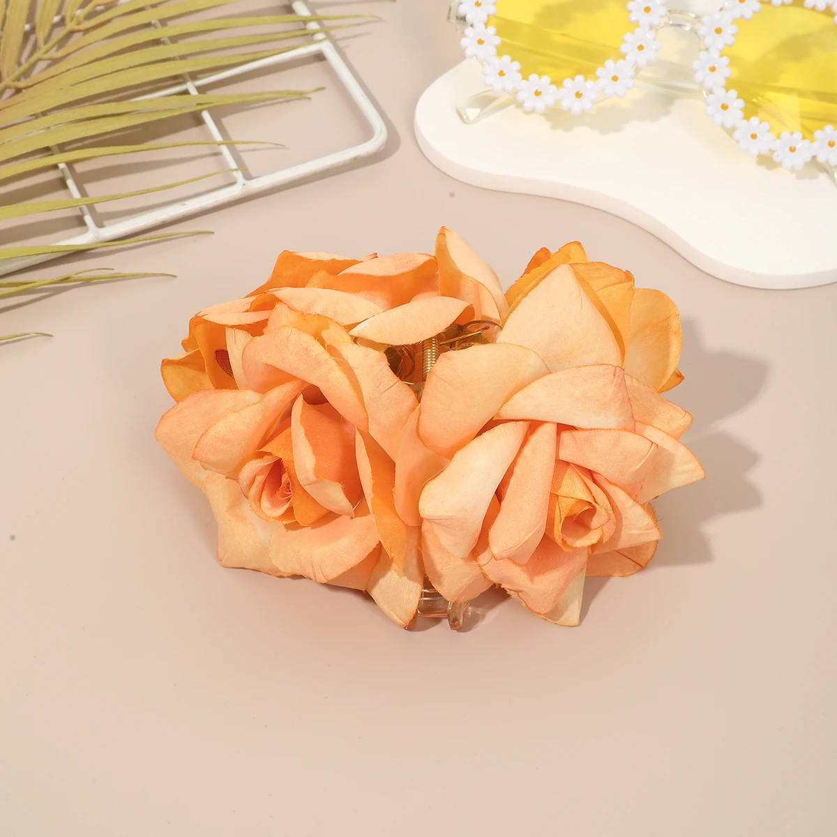 1pc Elegant Artificial Rose Flower Hair Claw For Women New Large Shark Clips Crab Clamp Sweet Barrettes Party Travel Headwear